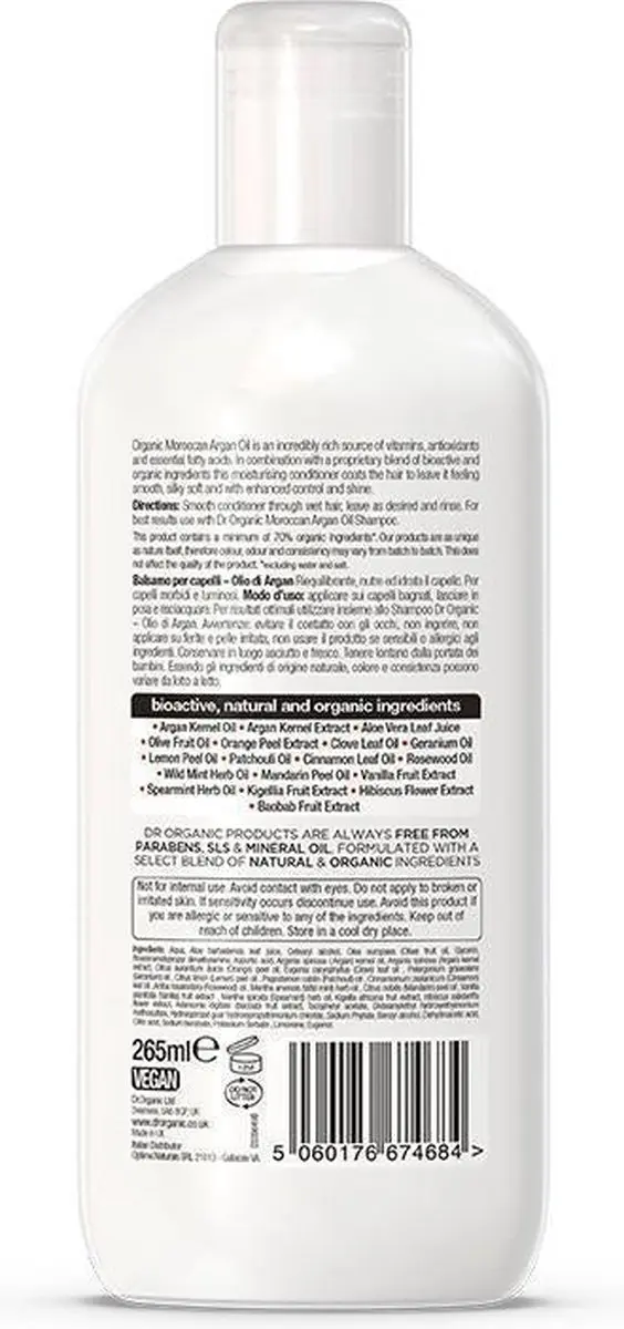 Dr Organic Moroccan Argan Oil Conditioner 265ml - afbeelding 4 van 6