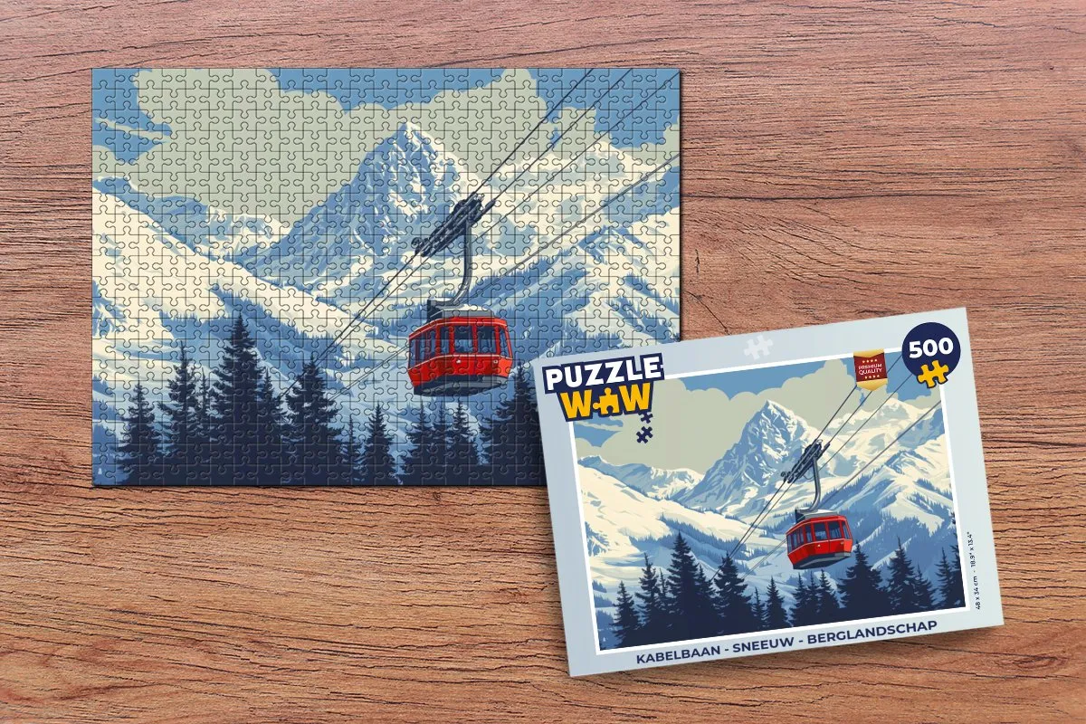 PuzzleWow Kabelbaan Sneeuw Berglandschap Legpuzzel 500 Stuks