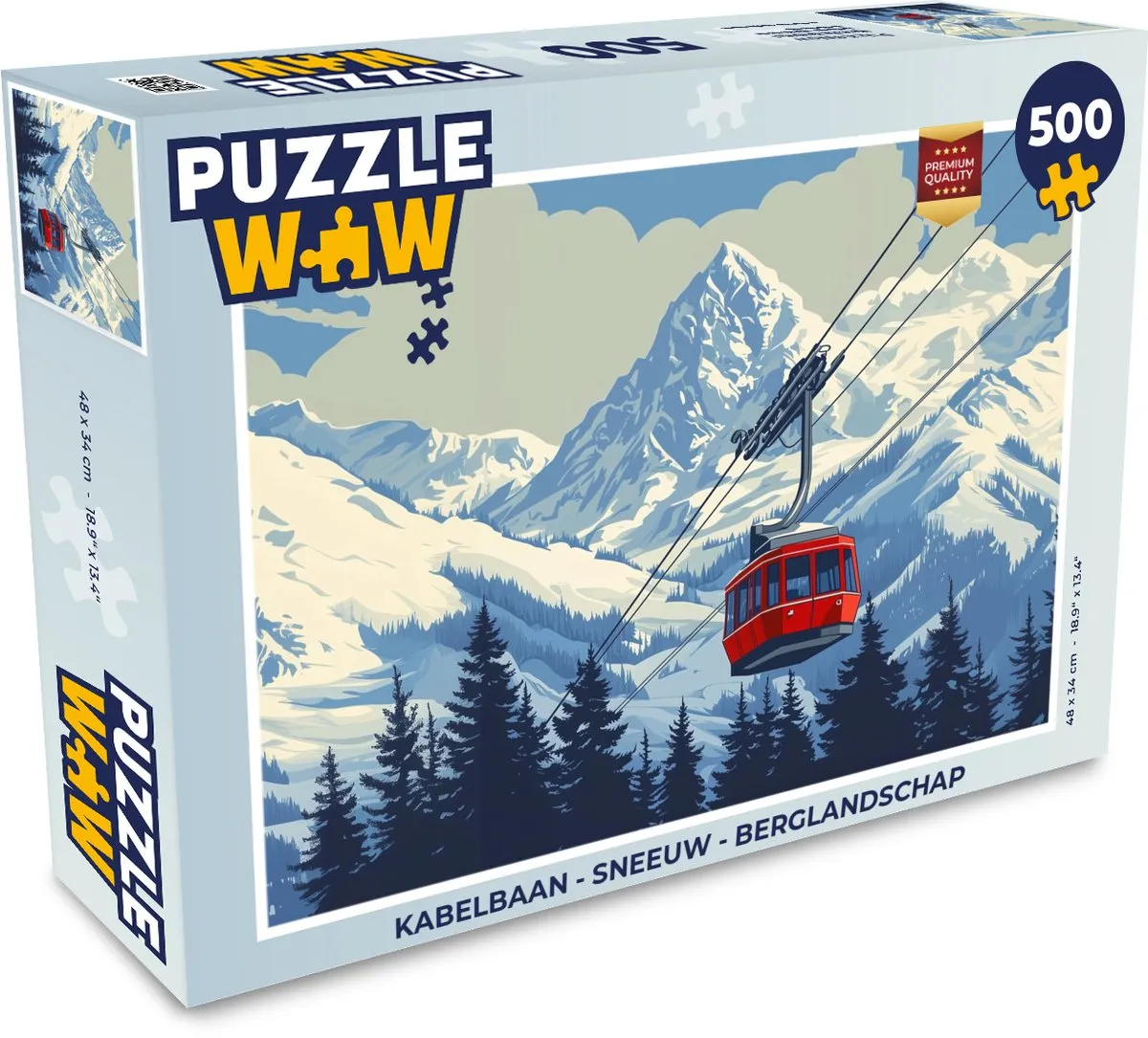 PuzzleWow Kabelbaan Sneeuw Berglandschap Legpuzzel 500 Stuks