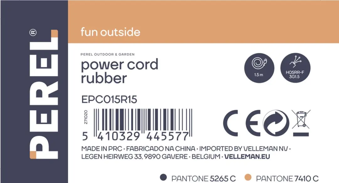 Perel Voedingskabel EPC015R15 1.5m - 3G1.5 - 10A/230V - afbeelding 3 van 4