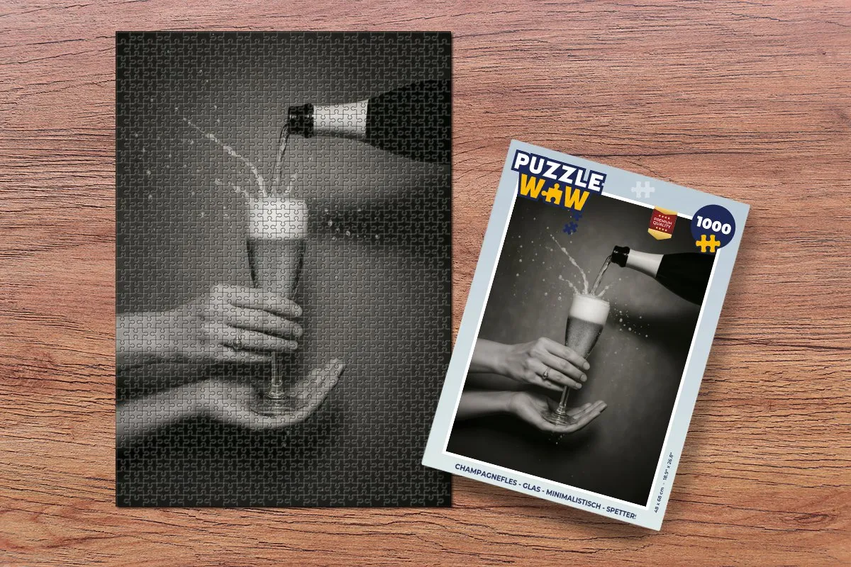 PuzzleWow Champagnefles Legpuzzel 1000 Stuks - Minimalistisch