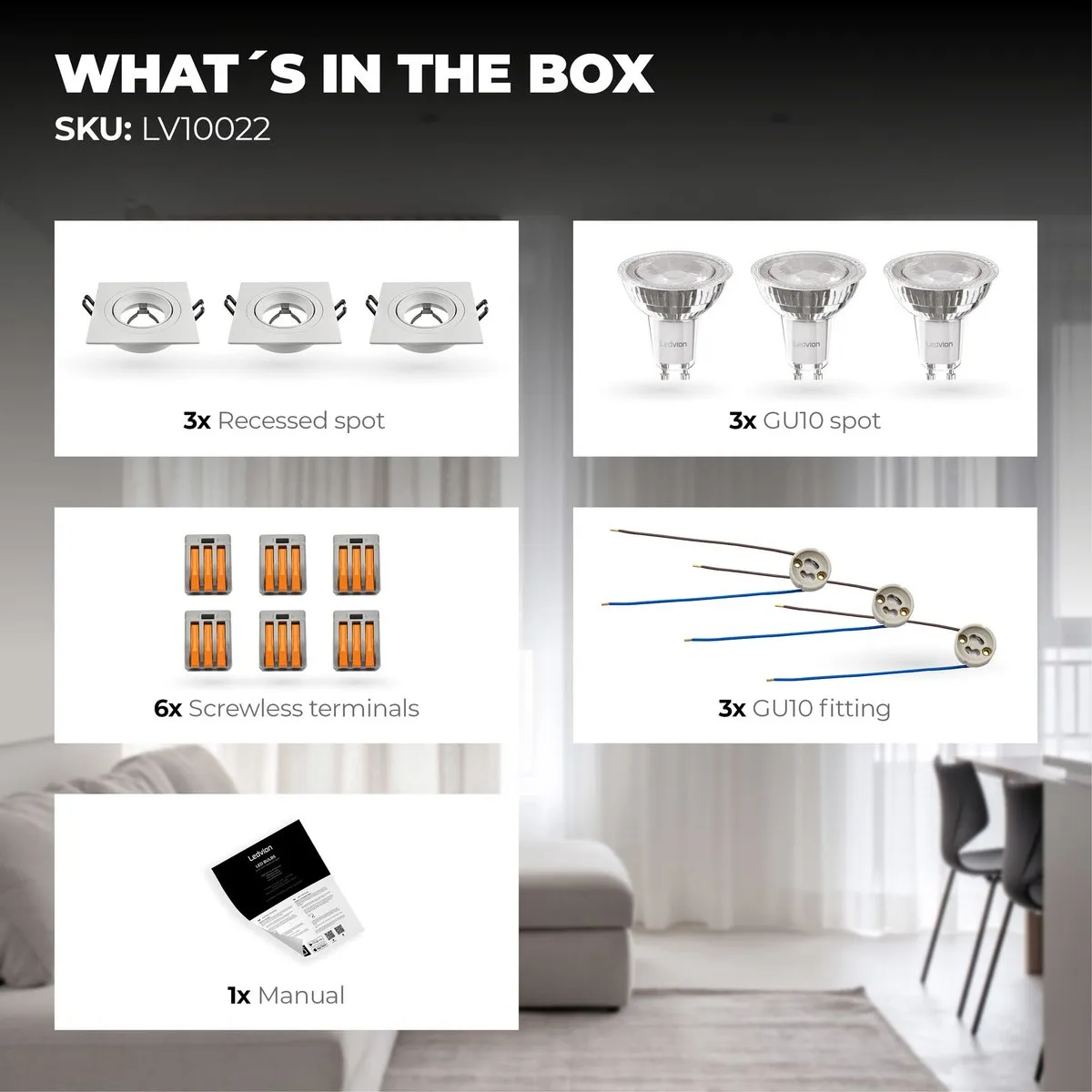 Ledvion Sevilla Inbouwspot 3W - 3 Stuks - 4000K - Wit - afbeelding 6 van 6