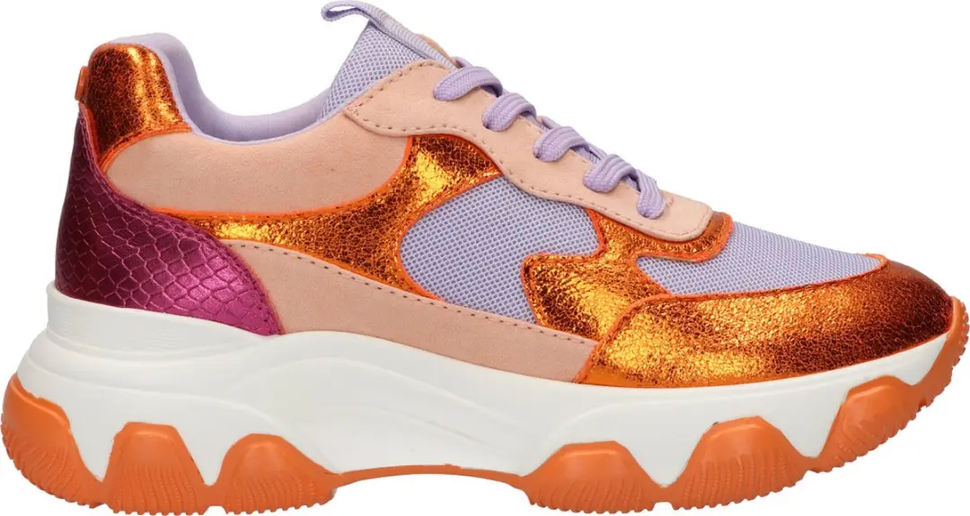 La Strada Sneaker Oranje Multi Textiel Synthetisch
