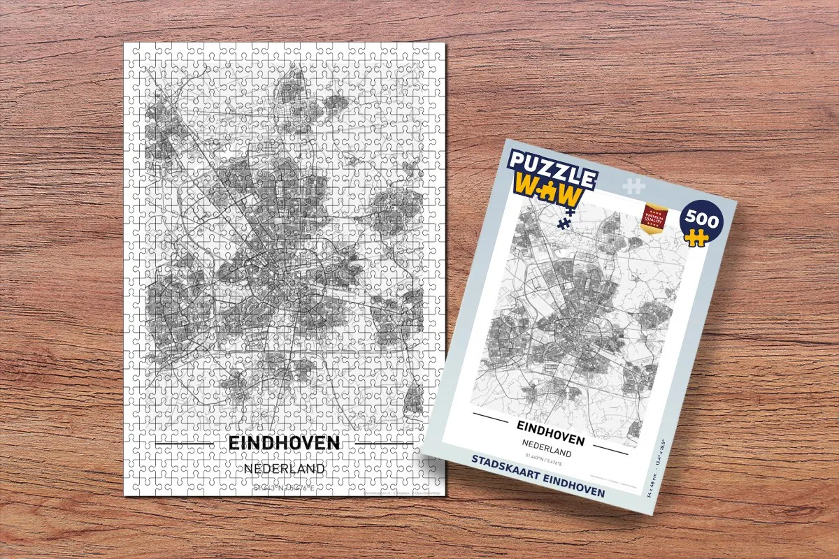 PuzzleWow Stadskaart Eindhoven Legpuzzel 500 Stuks - Multicolor