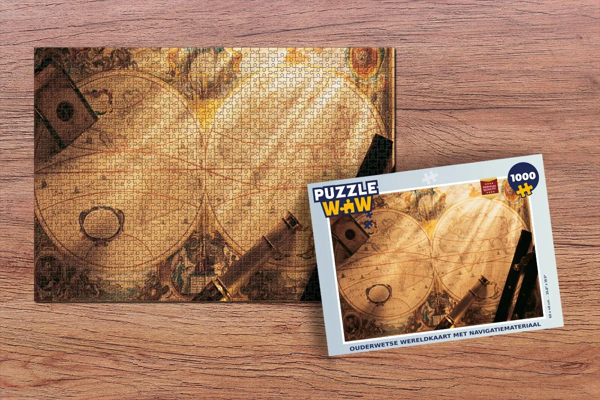 PuzzleWow Ouderwetse Wereldkaart Legpuzzel 1000 Stuks - Multicolor