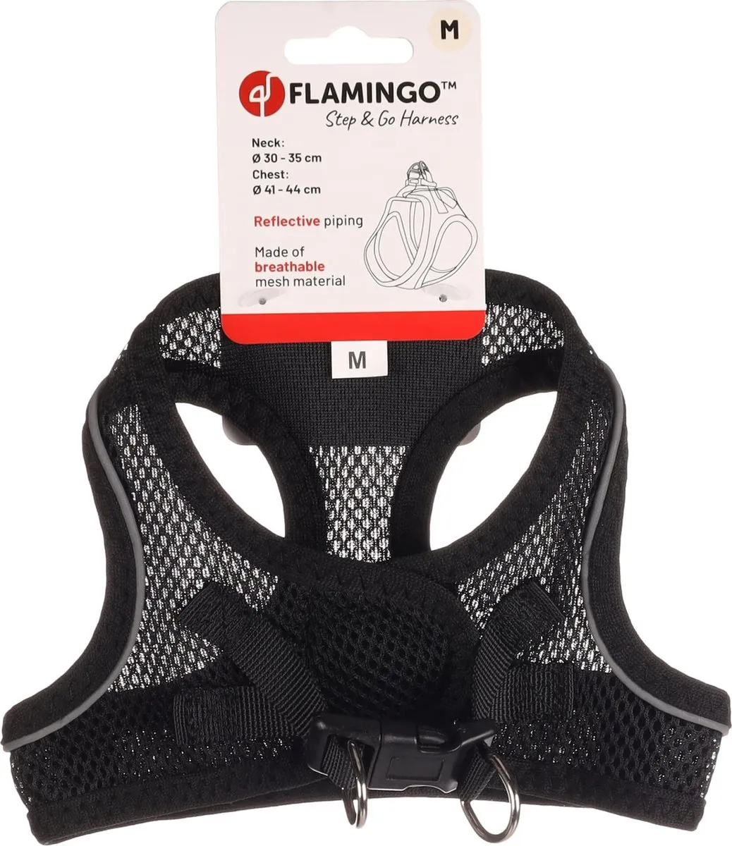 Flamingo Bento Step&go Hondenharnas - Zwart M