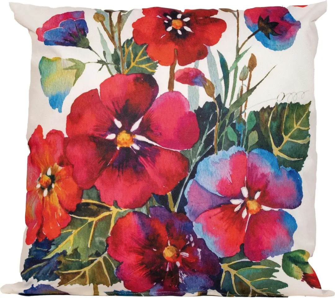 1x Bank/sier kussens wit voor binnen en buiten bloemen print 45 x 45 cm