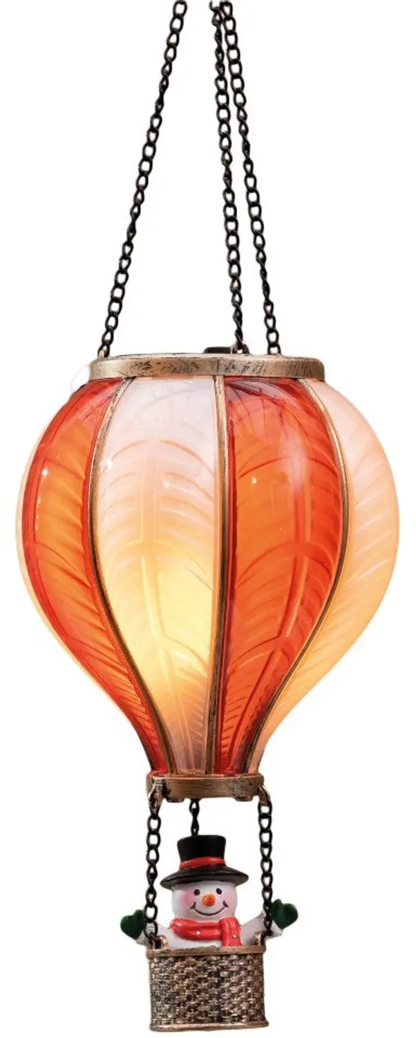 Anna's Collection Luchtballon Sneeuwman 20LED 14x25cm Wit/Rood