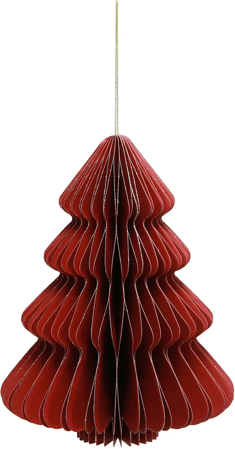Papieren kerstboom Bordeaux kersthanger H20cm