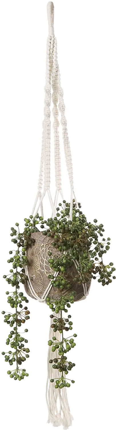 Macramé hangmand voor pot Ø18-19cm crème H85cm