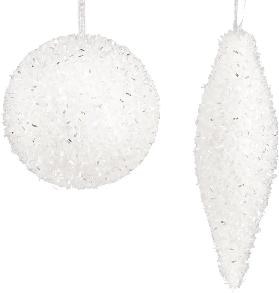 Sneeuwdecoratie Kerstversiering ballen kegels Ø4/8cm 18 st