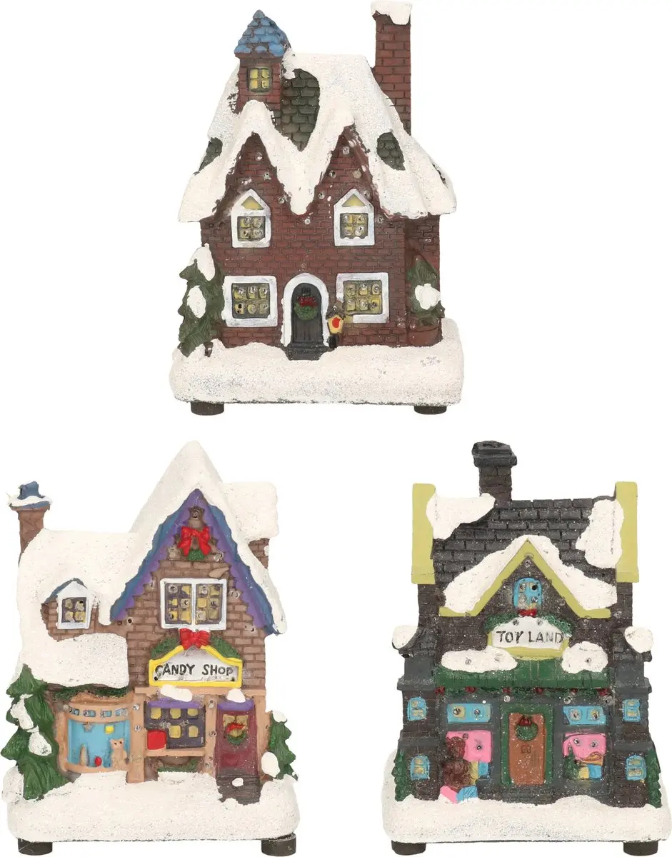 Decoris Kerstdorp huisjes set 3x