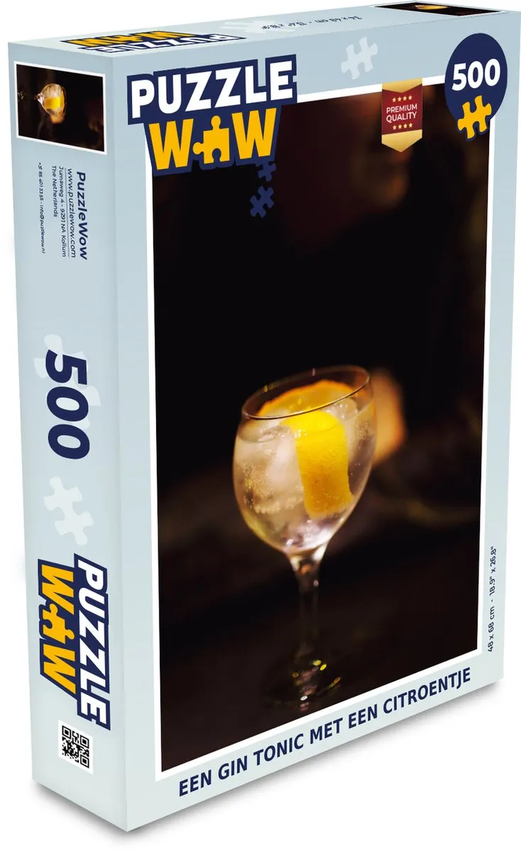 PuzzleWow Legpuzzel Een Gin Tonic met een Citroentje 500 Stuks - Multicolor