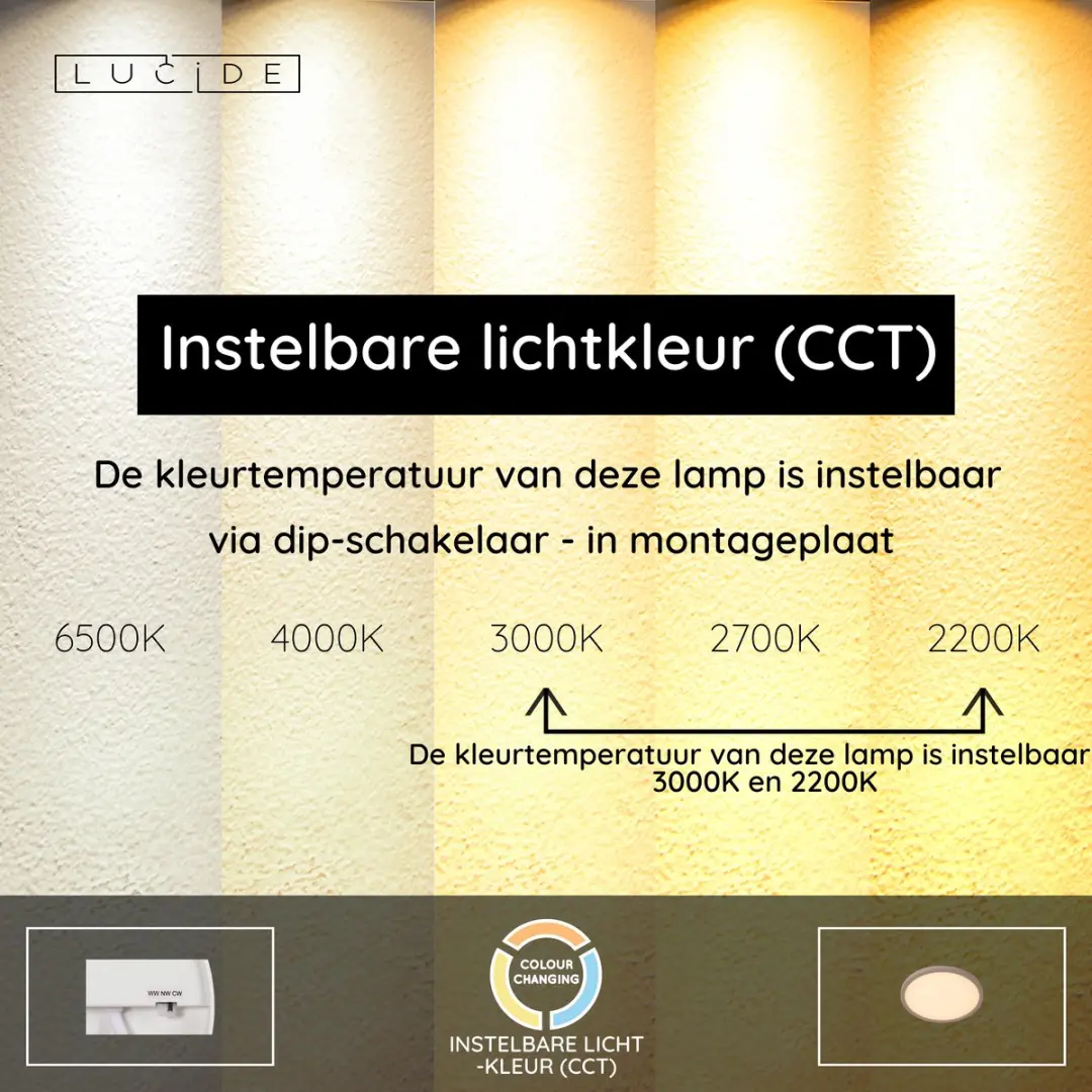 Lucide Rinus Plafondlamp 18W 2200-3000K Opaal Ø30cm IP44 - afbeelding 3 van 6