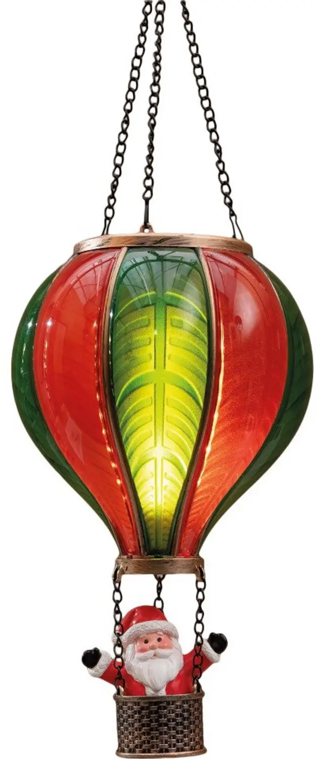 Anna's Collection Luchtballon Kerstman Vlamrood/ Groen 20x35cm