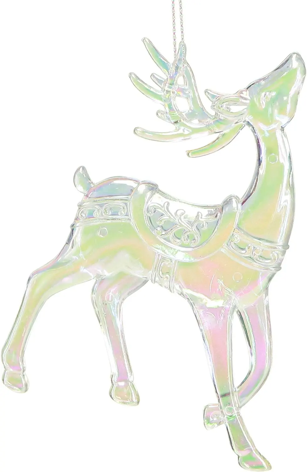 Rendierdecoratie Kerstversiering iriserend H12cm 3st