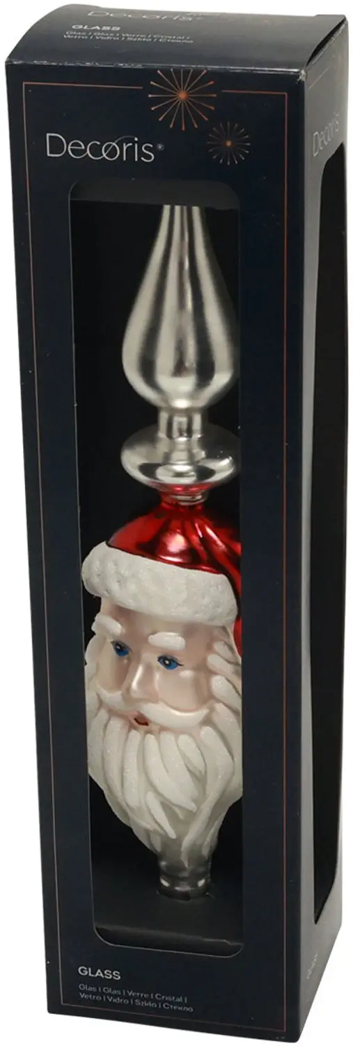 Kaemingk Glas Kerstman Kerstboomtopper 34cm - Zilver - afbeelding 2 van 3
