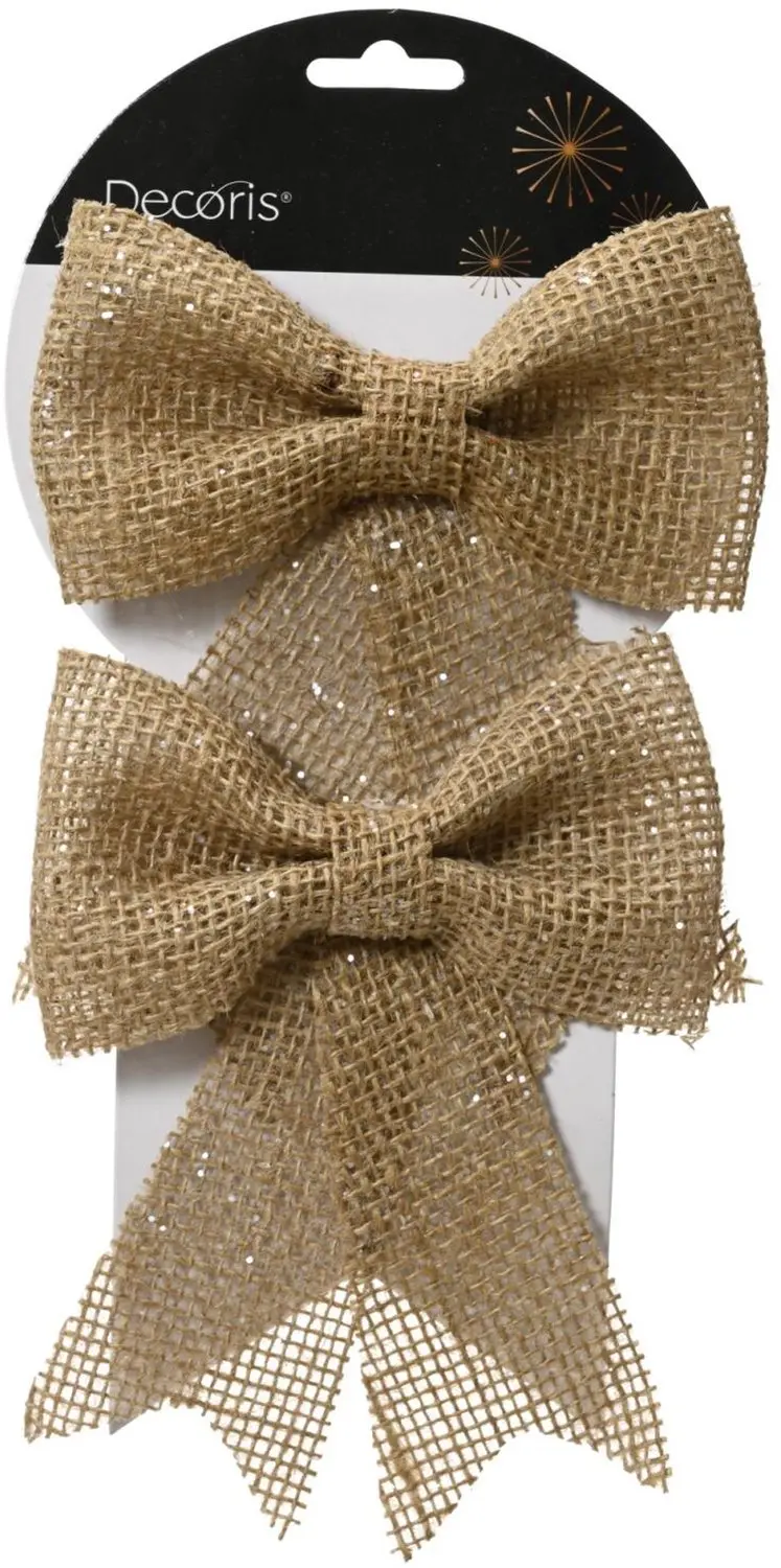 Decoris Kerststrik Jute 17cm - 2 Stuks - afbeelding 5 van 5