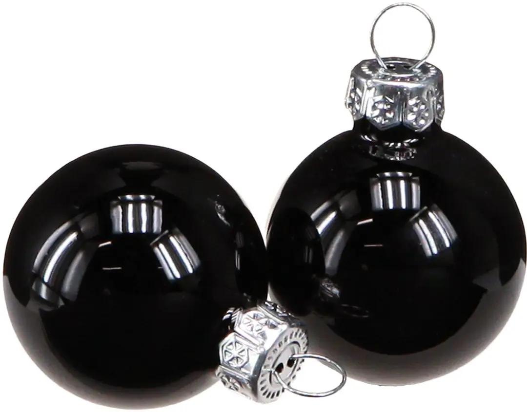 Mini kerstboomballen glazen ballen zwart 30mm 9st