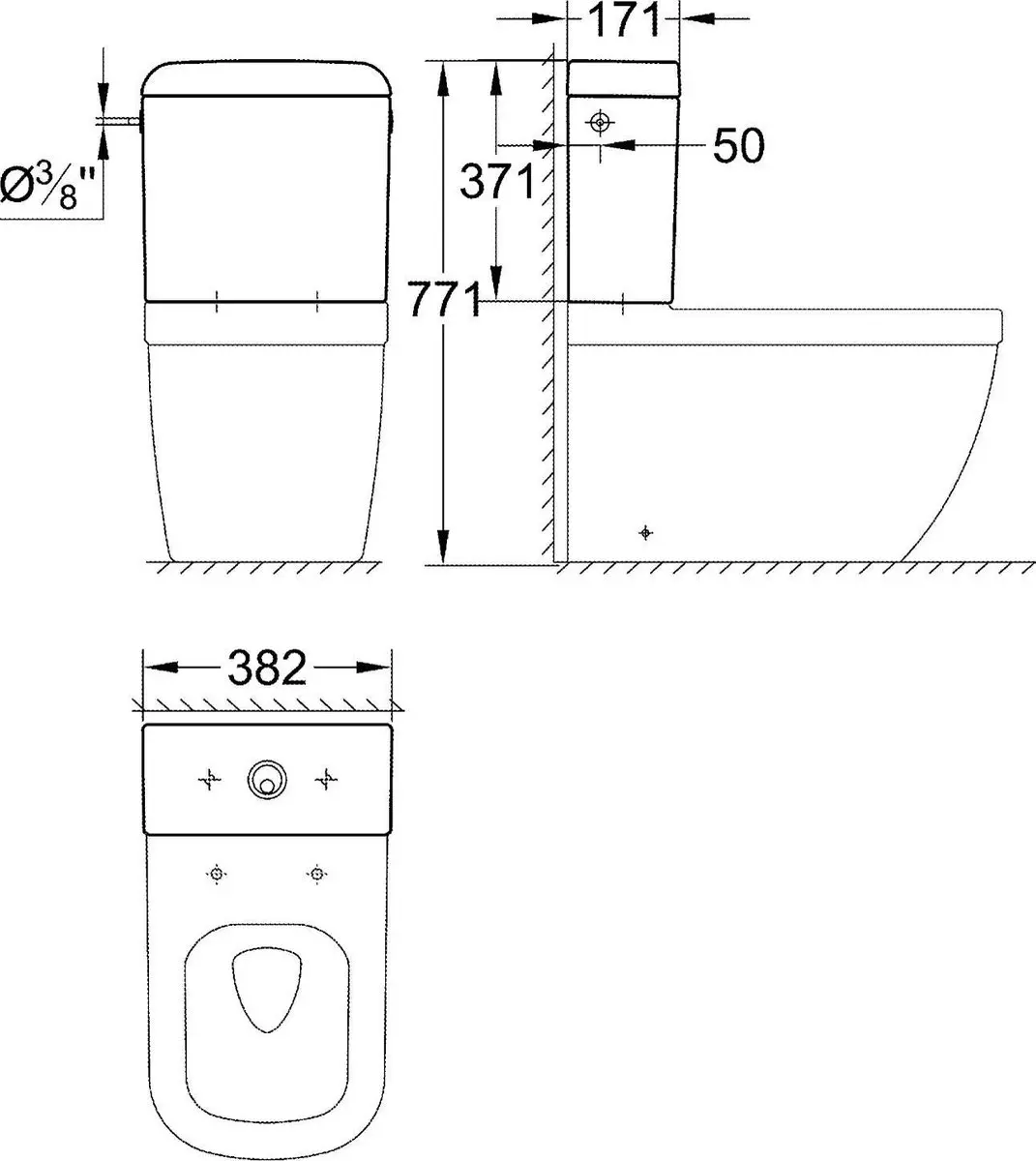 GROHE WC-stortbak Euro Keramik 39333000 - 382x171mm - afbeelding 2 van 4