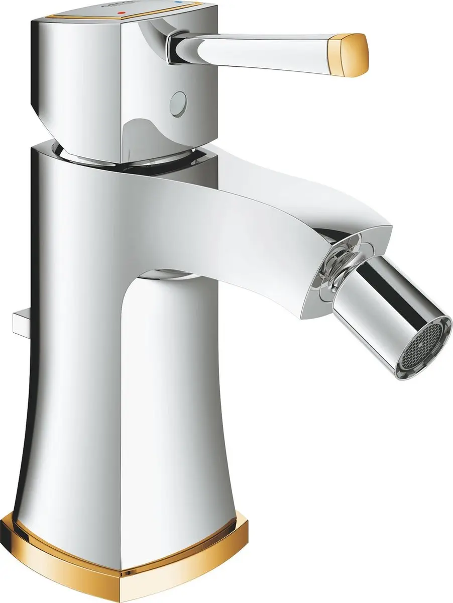 Grohe Grandera bidetkraan met waste met kogelgewricht perlator chroomgoud