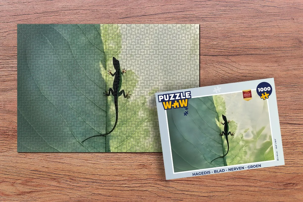 PuzzleWow Legpuzzel Hagedis - Blad 1000 Stuks - Groen