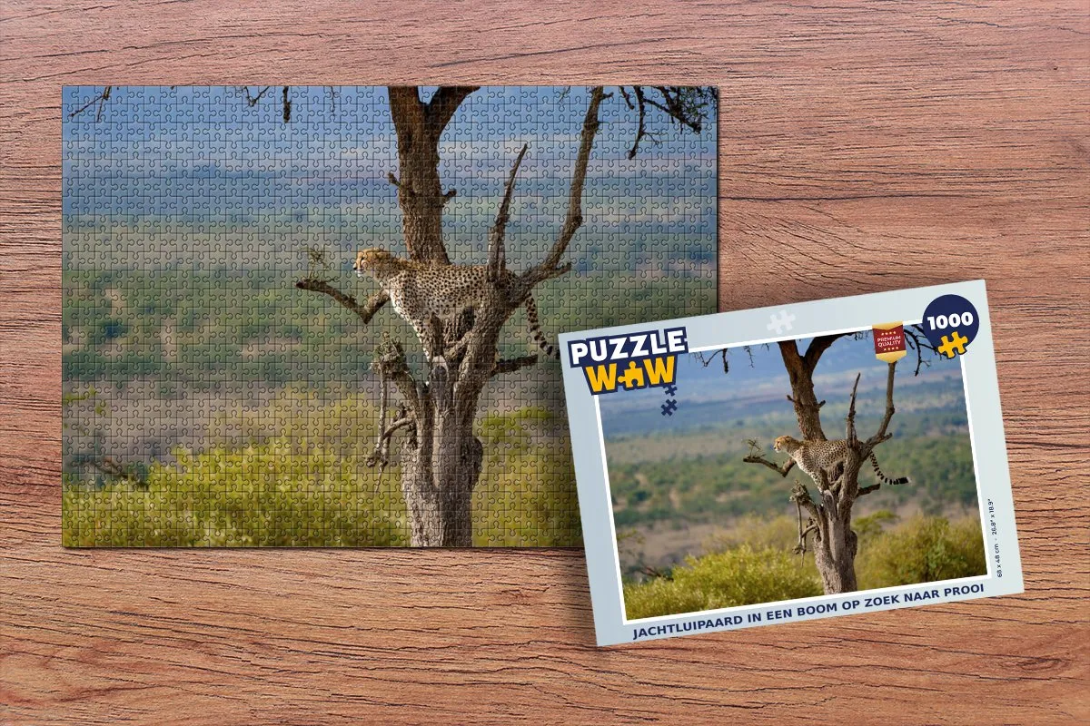PuzzleWow Luipaard Boom Legpuzzel 1000 Stuks - Multicolor