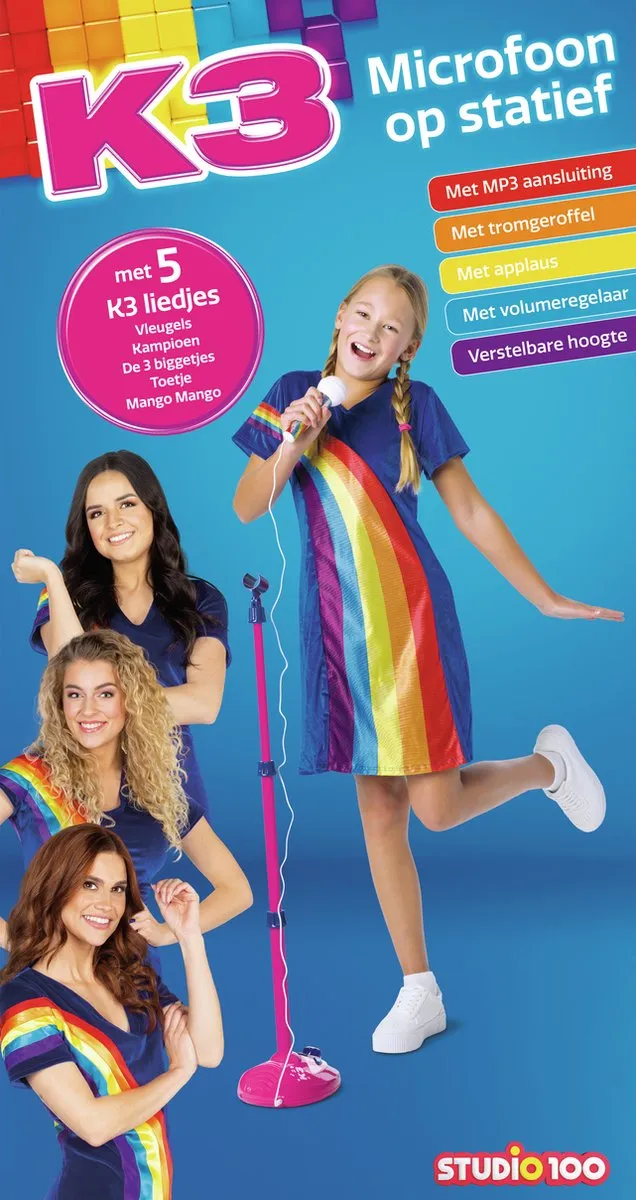 K3 Speelgoedmicrofoon op Statief - 4x AA
