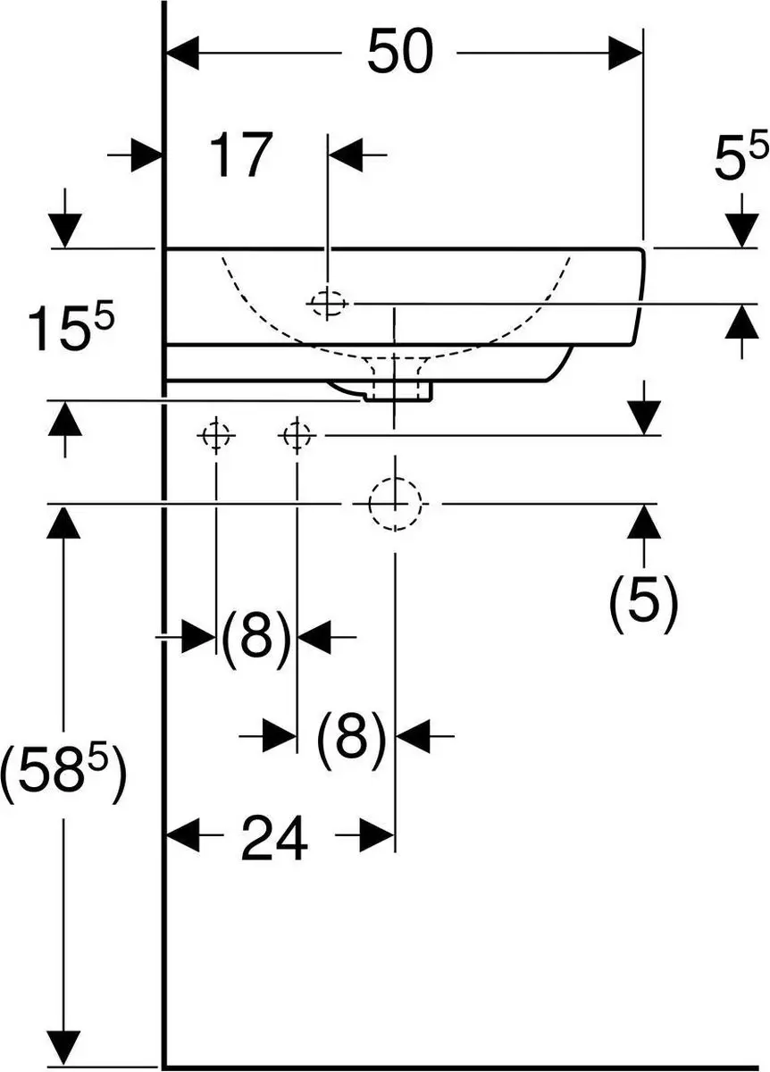 Geberit Renova Compact Hoekwastafel 50cm - Wit - afbeelding 6 van 6