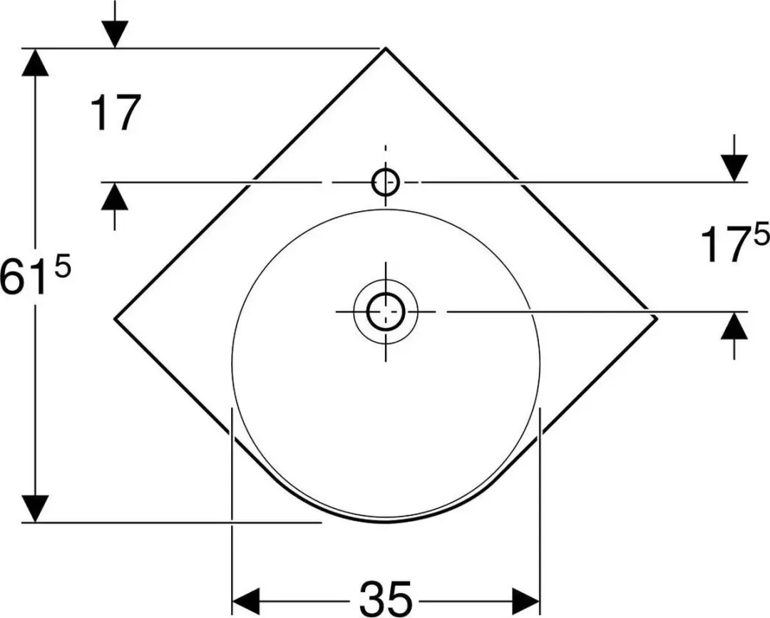 Geberit Renova Compact Hoekwastafel 50cm - Wit - afbeelding 4 van 6