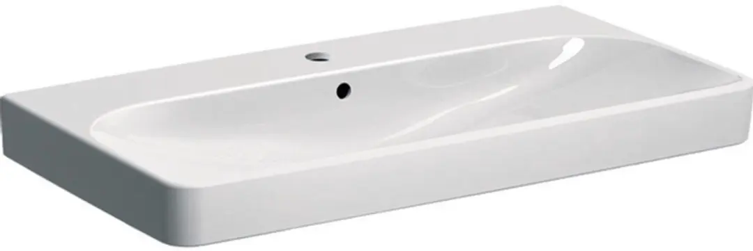 Geberit Smyle Square wastafel met kraangat met overloop 90x48x16.5cm wit
