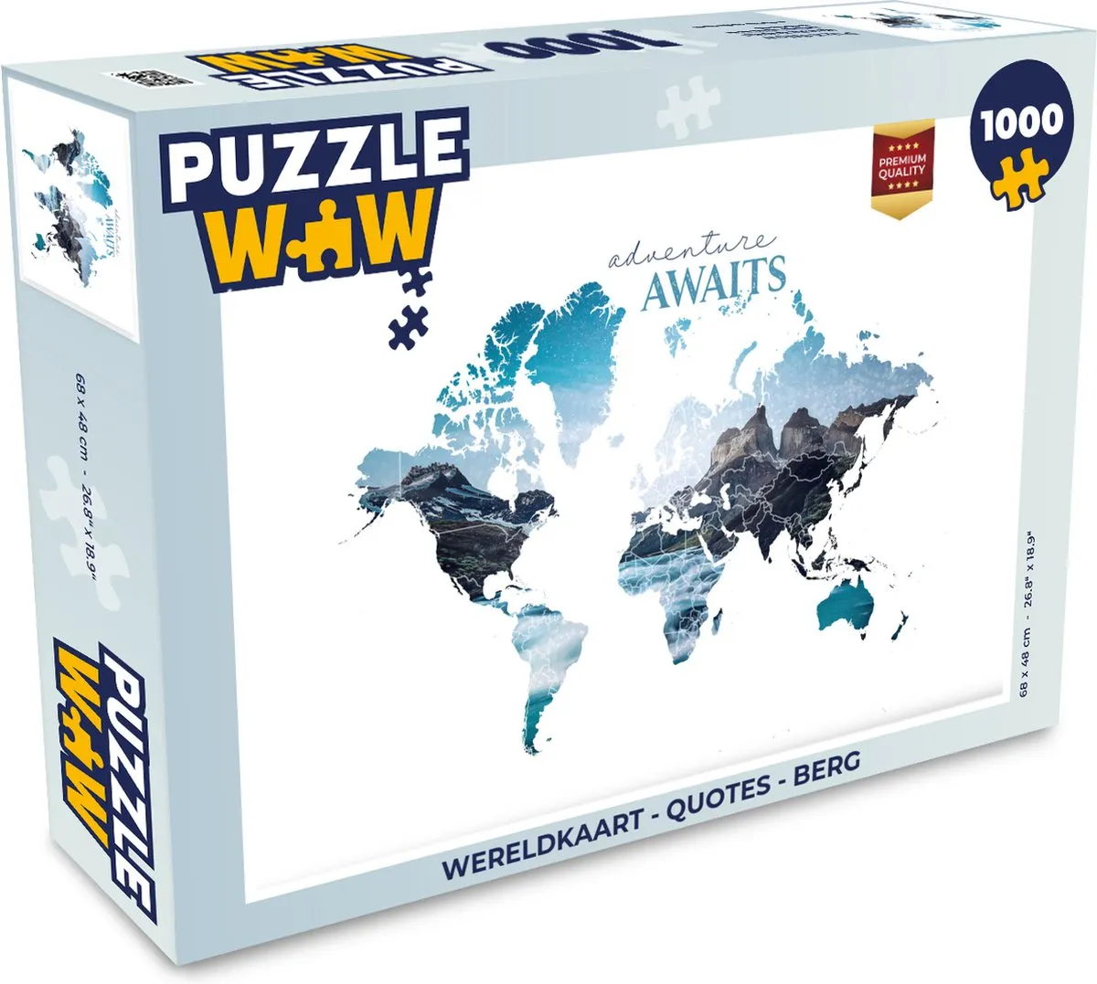 PuzzleWow Wereldkaart Quotes Berg Legpuzzel 1000 Stuks