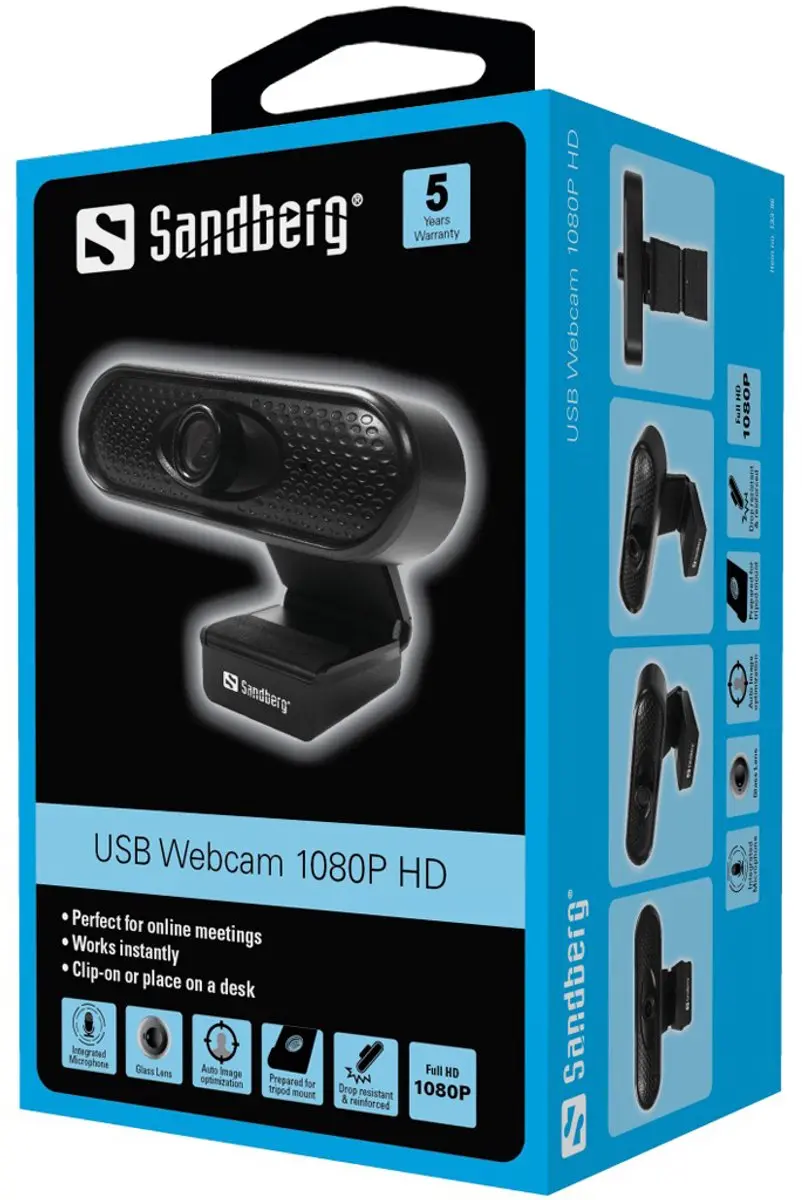 Sandberg USB Webcam 1080P HD 133-96 - Zwart - afbeelding 5 van 5