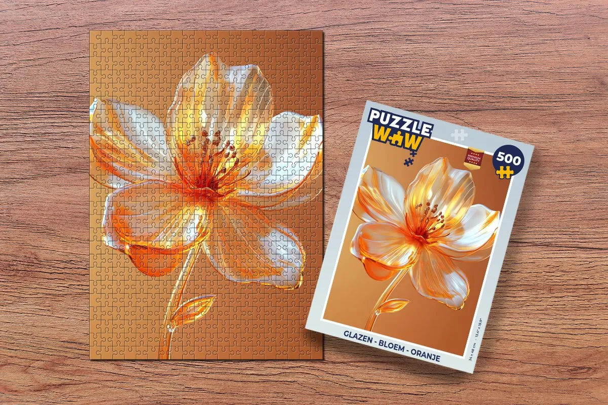 PuzzleWow Glazen Bloem Legpuzzel 500 Stuks - Oranje