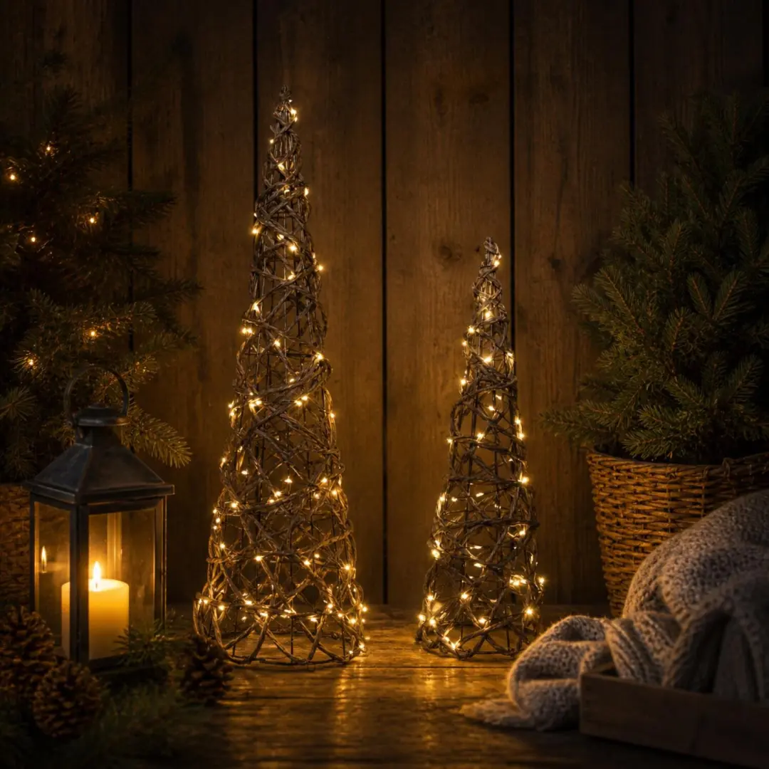 Anna's Collection LED Kegel Kerstboomlamp 60cm - 100 LED - Warm Wit - afbeelding 4 van 5
