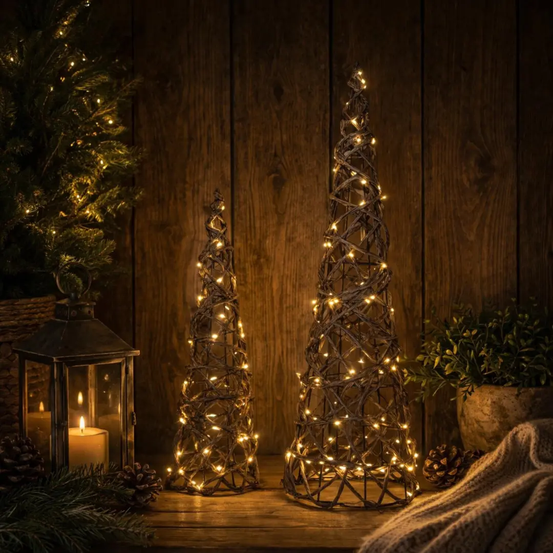 Anna's Collection LED Kegel Kerstboomlamp 60cm - 100 LED - Warm Wit - afbeelding 2 van 5