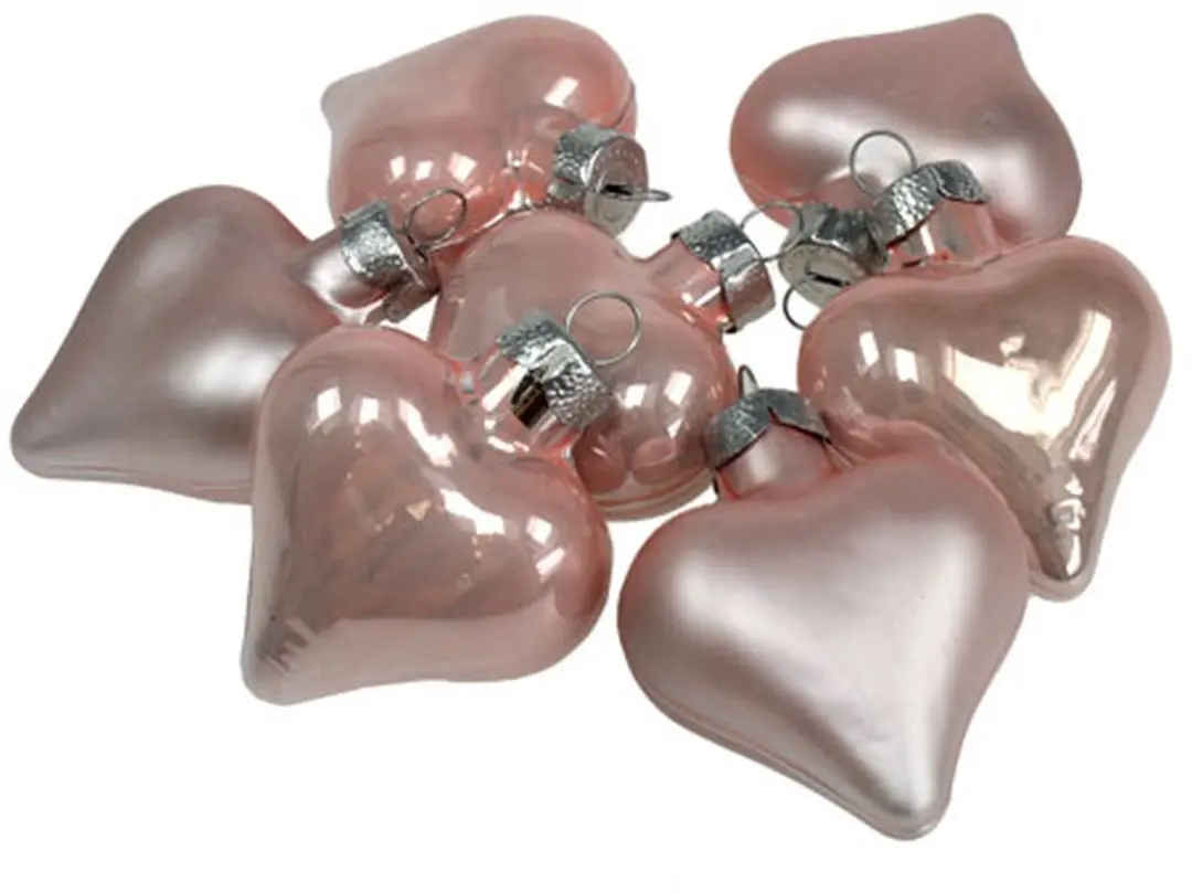 Mini glazen hartjes roze 4cm 12 st