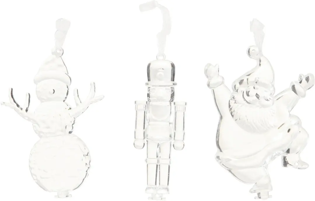Kerstfiguren winterdecoratie om op te hangen transparant H10cm 3st