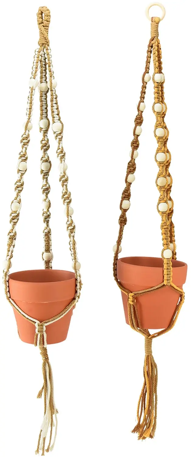 Macrame hangpot hangpot klei Ø12,5cm H75cm 2st