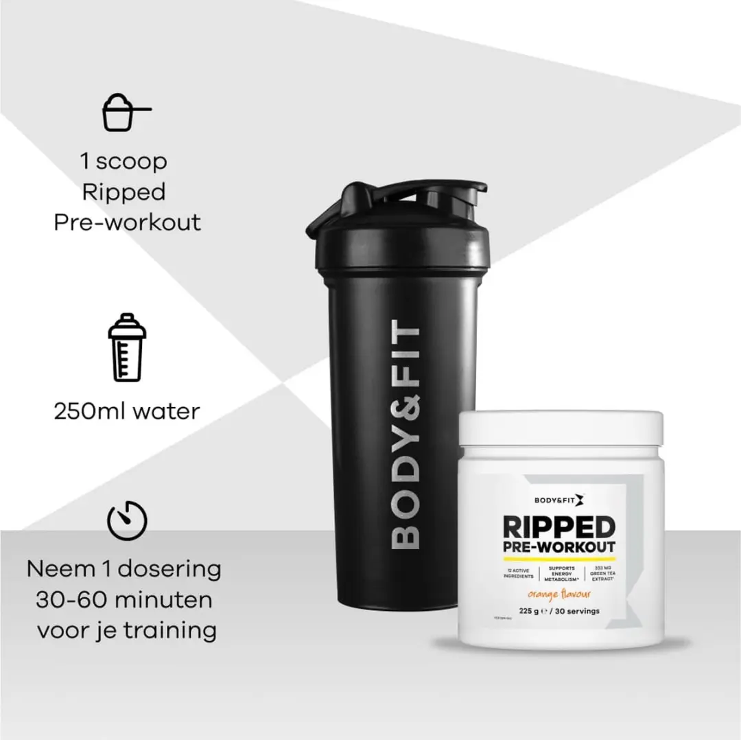 Body & Fit Ripped Pre-Workout 225g - 30 Doseringen - afbeelding 2 van 5