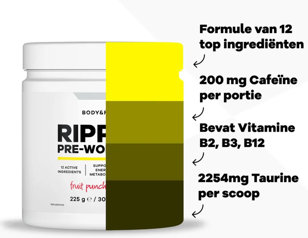 Body & Fit Ripped Pre-Workout 225g - 30 Doseringen - afbeelding 3 van 5