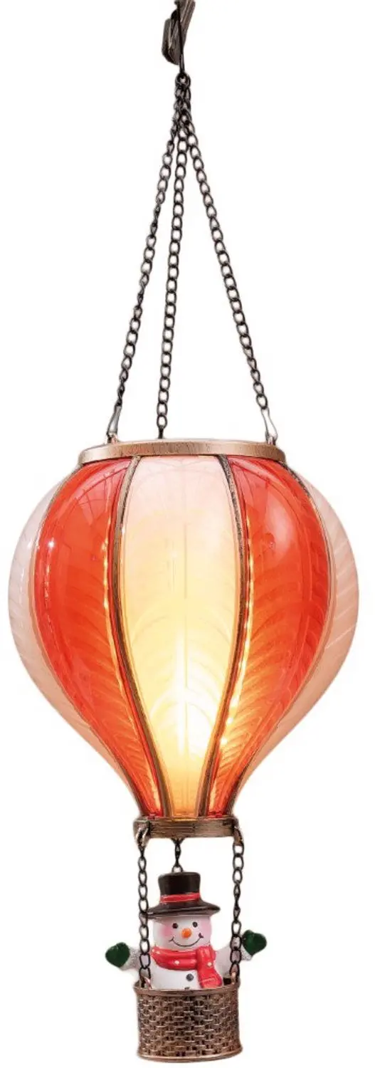 Anna's Collection Luchtballon Sneeuwman Vlameffect 20x35cm Wit/Rood