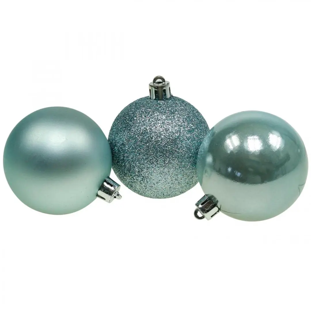 Kerstballen kunststof lichtblauw mix Ø6cm 10 st