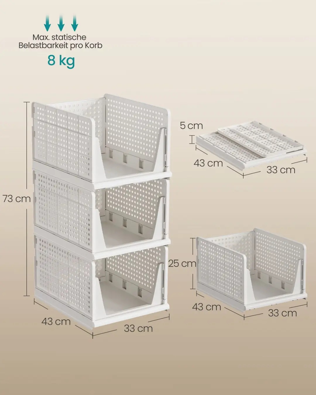 Songmics Kastorganizer LPC310W101 - 3 Stuks 35L Wit - afbeelding 6 van 6