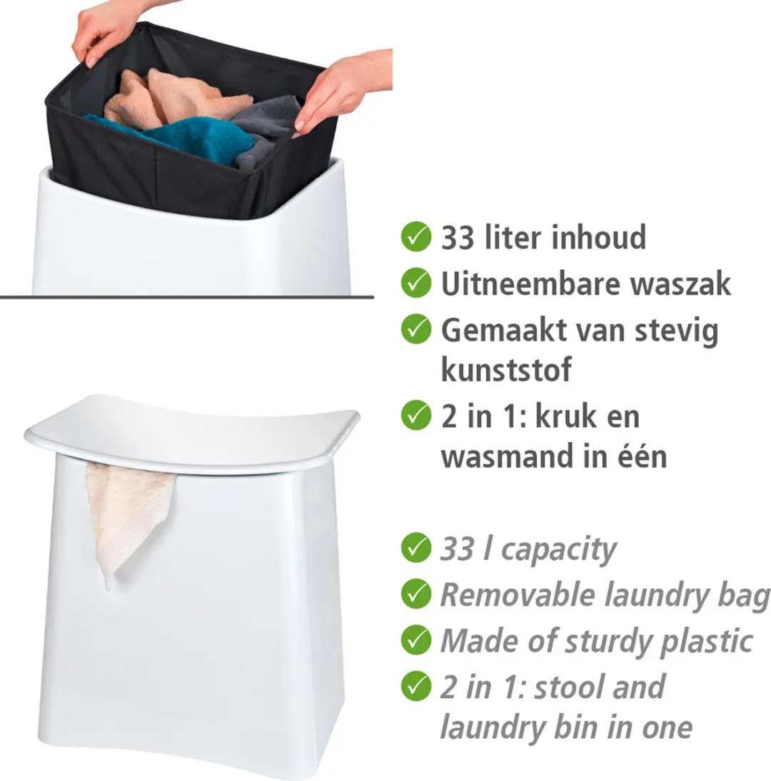 Wenko Wasmand Vleugel 33L Wit - afbeelding 6 van 6