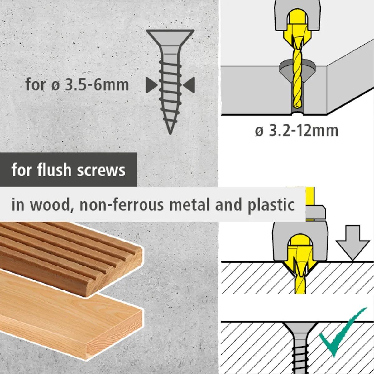 Wolfcraft Verzinkboor Dieptestop Ø4-5mm - Hout