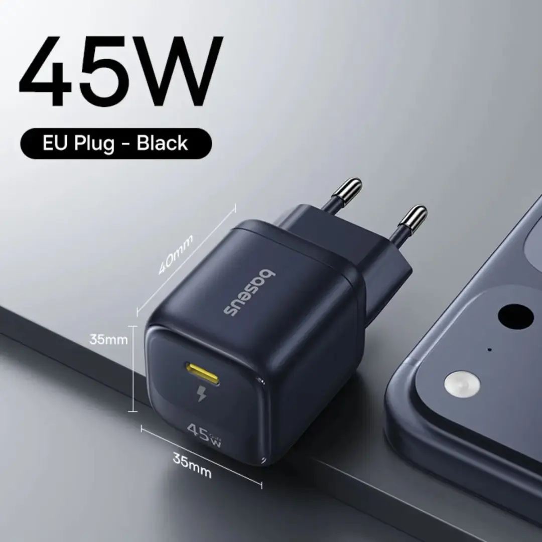 Baseus EnerFill FN22 GaN6 USB-C Snellader 45W - Zwart - afbeelding 6 van 6