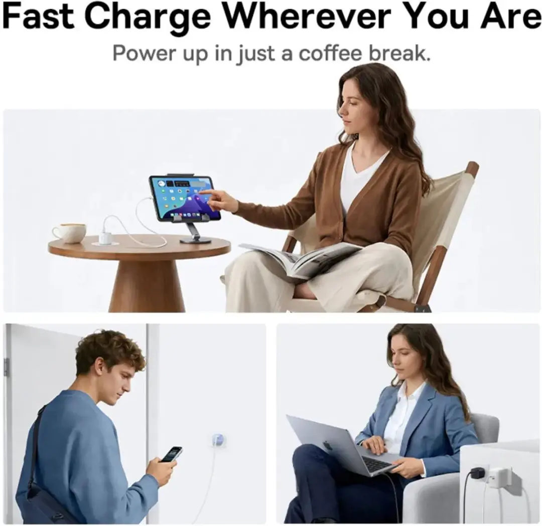 Baseus EnerFill FN22 GaN6 USB-C Snellader 45W - Zwart - afbeelding 4 van 6