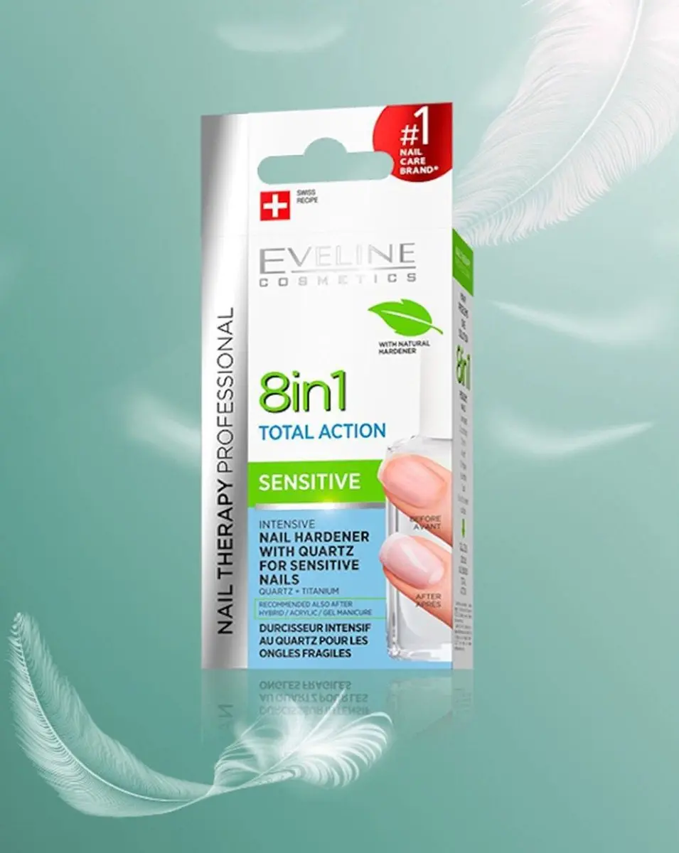 Eveline Cosmetics Sensitive 8in1 Nagelverharder 12ml - afbeelding 2 van 3