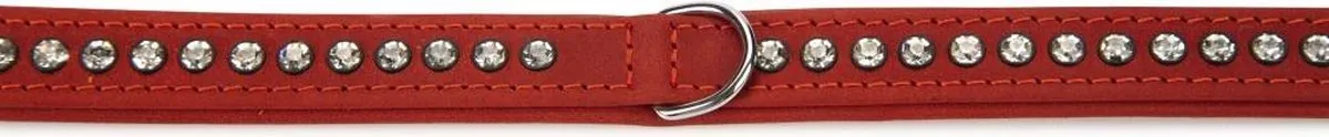 Beeztees Leren Halsband Buffalo Strass - Rood - 27cm x 10mm